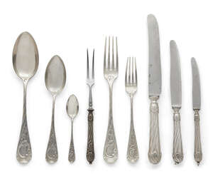 
	
		A part-set of late 19th/early 20th century German 800 silver flatware by Wilkens & Söhne,...