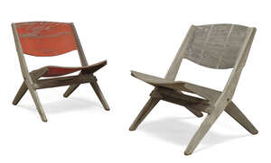 
	
		Ernest Race (1913-1964), a pair of 'Cormorant' garden chairs    
		c.1960
		with bent...