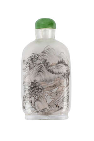 A Chinese inside painted glass snuff bottle, late 19th century, painted to one side with a...