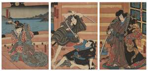 
	
		Utagawa Kunisada, Japanese 1786-1865, The Tale of The Gallant Jiraiya, 1852 6th month,...