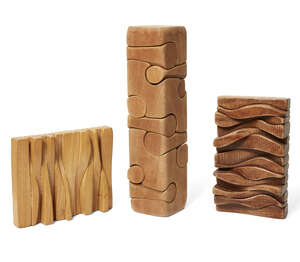 
	
		Brian Willsher, 
		British 1930-2010 - 
		 
		Relief, 1995; 
		 
		stained wood, signed...