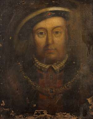 
	
		After Hans Holbein the Younger, 
		English c.1497-1543- 
		Portrait of Henry VIII; 
		