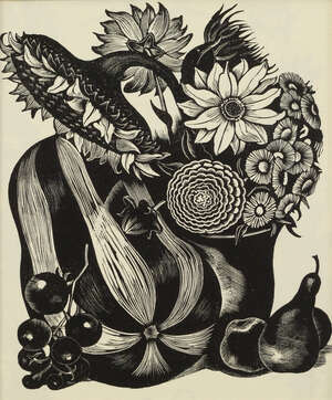 
	
		John Northcote Nash, 
		British 1893-1977- 
		Single plate from Flowers & Faces
		wood...
