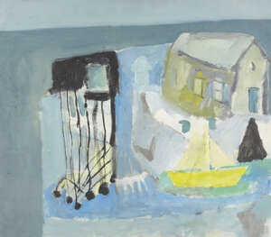 Padraig MacMiadhachain, 
Irish 19292017 - 
 
Nets and Yellow Boats, 1986; 
 
oil on canvas, signed,...