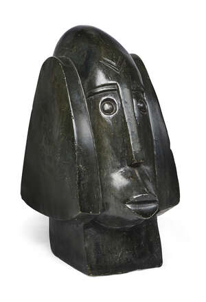 
	
		Claudio 'Cloud' Mapete, Elephant Man, 1960s, green hardstone, inscribed signature Claudio...