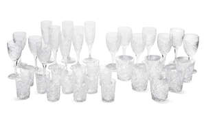 
	
		A part suite of drinking glasses and tumblers, in the style of Stuart crystal, 20th...