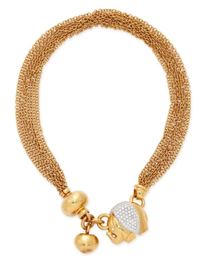 An Italian diamond necklace, the central panel designed as a pav&eacute;-set diamond elephant...