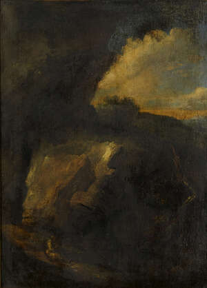 
	
		Manner of Salvator Rosa, 
		mid to late 18th century- 
		 
		Hermit on a mountain...
