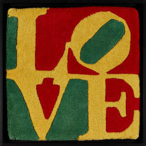 
	
		Robert Indiana,
		American 1928-2018-
		 
		Summer - Love, 2006;
		 
		hand tufted wool,...