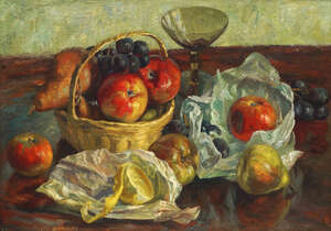 
	
		Mary Nicol Neill Armour RSA RSW, 
		Scottish 1902-2000-
		 
		Still Life with Glass; ...
