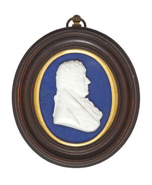 
	
		John Henning, Scottish, 1777-1851, a white paste portrait relief of John Paisley,...