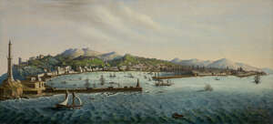 
	
		Panorama di Genova, a hand-coloured lithograph, mid-19th century, 22 x 49cm

	

