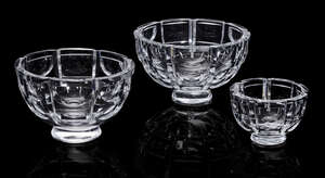 
	
		Simon Gate (1883-1945) for Orrefors, 
		 
		Three 'Thousand Windows' Bowls, circa...