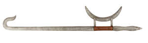 
	
		A Chinese tiger hook, 19th century, with wooden grip, double-ended blade and...