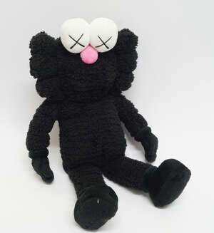 
	
		Kaws,
		American b. 1974-
		 
		BFF Companion (Black), 2016;
		 
		plush fabric...