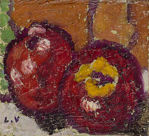 
	
		Louis Valtat, 
		French 1869-1952- 
		 
		Deux Pommes,1942; 
		 
		oil on board, signed...