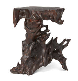 
	
		A large Chinese hardwood stand, late 19th/early 20th century, naturalistically carved,...