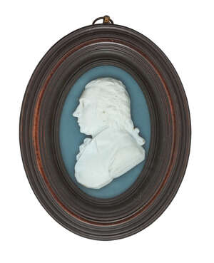 
	
		James Tassie, Scottish, 1735-1799, a white paste portrait relief of James Gregory M.D....