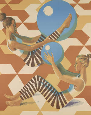 
	
		Benjamin Senior, 
		British 1982- 
		 
		Ball Games, 2019; 
		 
		lithograph in colours...