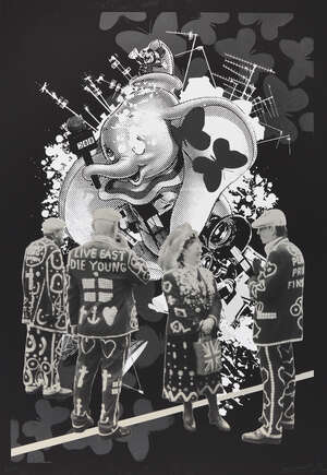 
	
		Miss Bugs & Pure Evil, 
		British b.1979 & 1968- 
		 
		Mash Up, triptych, 2008;...
