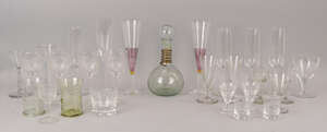 
	
		A Georgian cordial glass, with bucket shaped bowl, on cut facetted stem, with domed...