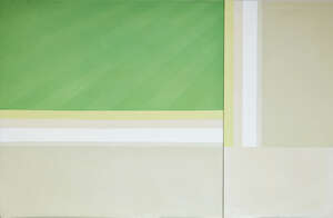 
	
		Mark Lancaster,
		British b.1938- 
		 
		Boondocks; 
		 
		acrylic on two attached...