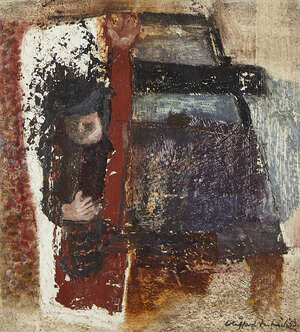 
	
		Clifford Fishwick, 
		British 1923-1997- 
		 
		Girl Waving, 1953; 
		 
		oil on board,...