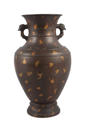 
	
		A large Chinese bronze gilt splash baluster vase, 19th century, with mythical bird...