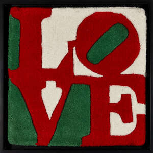 
	
		Robert Indiana,
		American 1928-2018-
		 
		Magyar - Love, 2006;
		 
		hand tufted wool,...