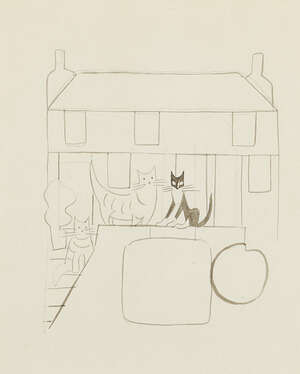 WITHDRAWN RTO Anne Harriet Sefton Fish,
British 1890-1964 -&nbsp;
&nbsp;
Cats on the doorstep of a...