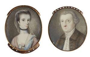 
	
		Circle of Richard Crosse, 
		British 1742-1810- 
		 
		A pair of portrait miniatures...