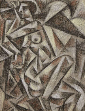 
	
		Alexandre Khanine, 
		Russian b.1955-
		 
		'Assise' 1999;
		 
		pastel, signed, dated...