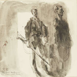 
	
		Feliks Topolski RA,
		Polish/ British 1907-1989-
		 
		Two Sketches of Michael...