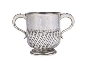 
	
		A George II provincial silver twin handled cup, Newcastle, Isaac Cookson, 1741-1753, 
