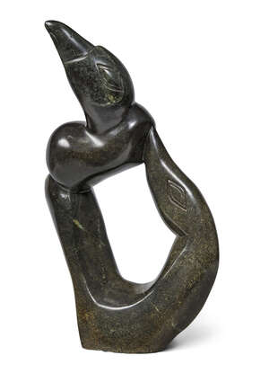
	
		A Shona Tribe Bantu green hardstone sculpture of a bird, attributed to Henry Munyaradzi,...
