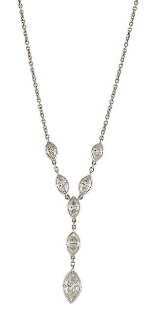 
	
		A diamond pendant necklace, composed of four marquise diamonds to a fine neckchain,...