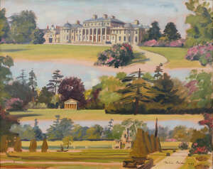 Julian Barrow,
		British 1939-2003- 
		 
		Three views of Shugborough Estate; 
		 
		oil on canvas, signed and dated 1973, 39.5x50cm (ARR)