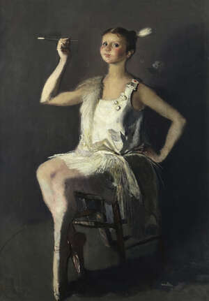 David Abercrombie Donaldson, 
		Scottish 1916-1996-
		 
		Young Dancer;
		 
		oil on canvas, signed, signed on the reverse, 152x106.5cm, (ARR)
		 
		