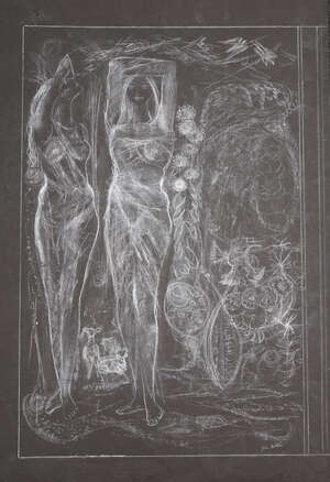 
	
		John Hutton (1906-1978)
		Butchers Hall -  figurative studies, 1977, both signed
		A...