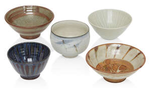 
	
		British Studio Pottery, 
		Five small Studio Pottery bowls; two Fran and Frank Benatt...