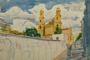 Leon Underwood,
		British 1890-1975-
		 
		Merida, Yucatan;
		 
		watercolour, signed, inscribed, and dated 1928 further inscribed in a different hand v
