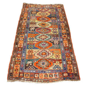 
	
		A Moghan Kazak rug, Southwest Caucasus, early 20th century, the polychrome field with...