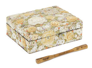
	
		A Japanese shibayama box, Meiji period, decorated with intricately carved mother-of-pearl...
