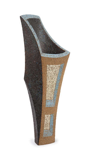 Ben Arnup (b.1954)Angular form trompe loeil optical vase, 1985-1987StonewareUnderside with...