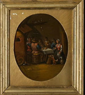 Manner of David Teniers the Younger,&nbsp;19th century-&nbsp;
Figures in a tavern interior;&nbsp;
oil on panel,...