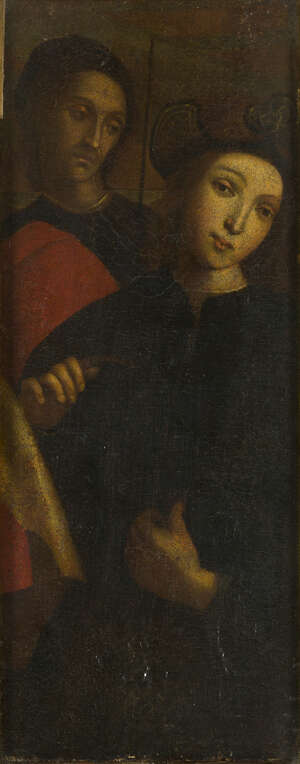 After Raphaello Sanzio, called Raphael, 
		Italian 1483-1520- 
		 
		The Two Rejected suitors, fragment from the Marriage of the Virgin, also known as Lo S