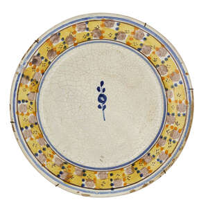 
	
		An early Canakkale pottery dish, Ottoman Turkey, 18th century, on a short straight foot,...