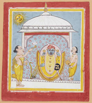 
	
		A Jain painting of Tirthankara, India, early 19th century, opaque pigments on paper...