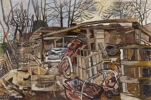 
	
		John Bratby RA, 
		British 1928-1992 - The Scrapyard, 1958; 
		 
		oil on board, signed...