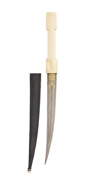 
	
		A marine ivory hilted dagger, Ottoman Turkey, 19th century,  the grooved blade very...
